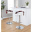 Tabouret réglable avec pivot en métal chromé, bois d'acajou et similicuir blanc avec repose-pieds arrondi en T - ensemble de 3-130031324-130031333