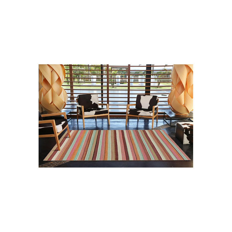 Striped Patterned Woven Base Machine Washable Rug, Rectangle 3'11" x 5'11" Rug Pad Included