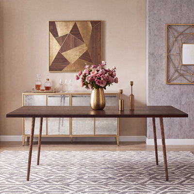 Luxury 78'' Wood Grain Effect Dining Table With Metal Legs