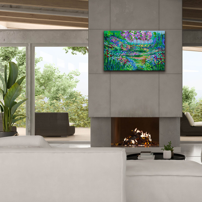 «Botanical Garden» par Estelle Grengs, art mural sur toile, H 26 po x l 40 po x P 1,5 po