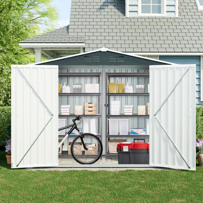 8x4 Metal Outdoor Storage Shed with Lockable Latch and Vents for Garden, Yard Black