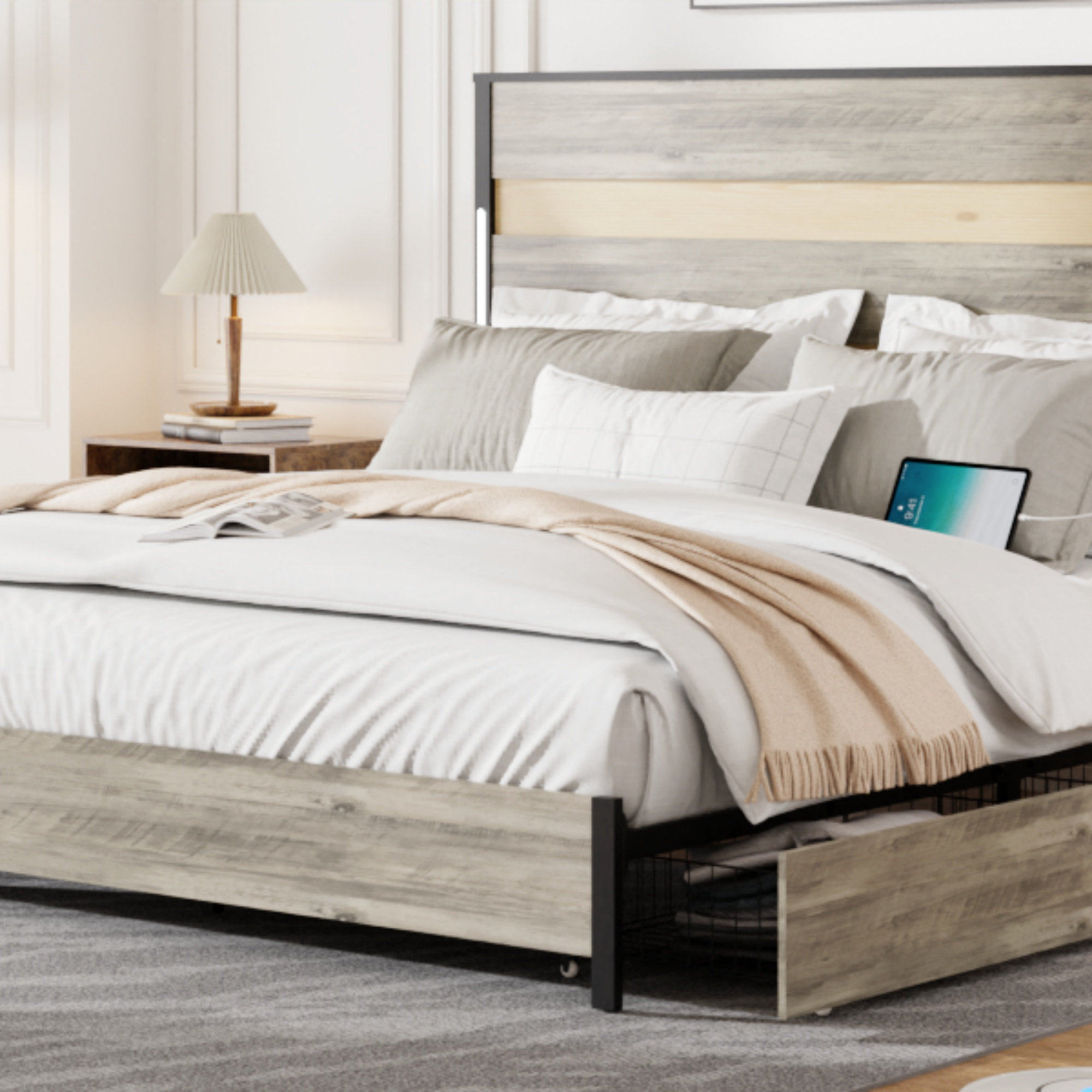 17 Stories Bed Frame With Headboard And 4 Storage Drawers , Bed Frame ...