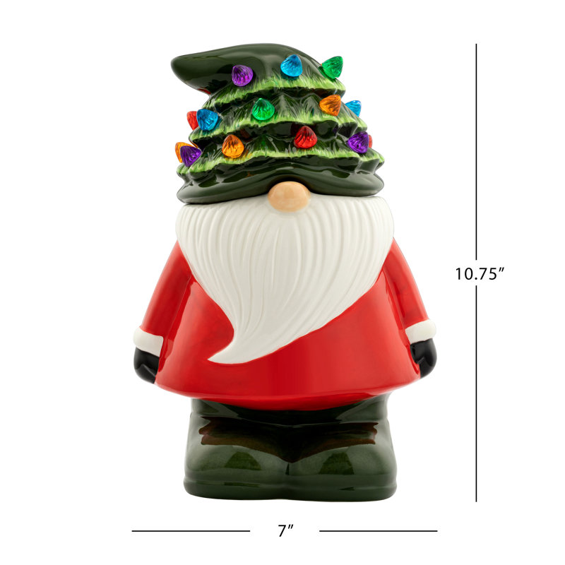 10.75" Nostalgic Ceramic Lit Gnome Cookie Jar