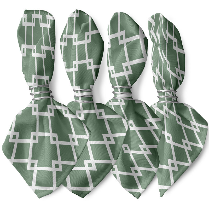 Latatia Polyester Geometric Square Napkin, Green