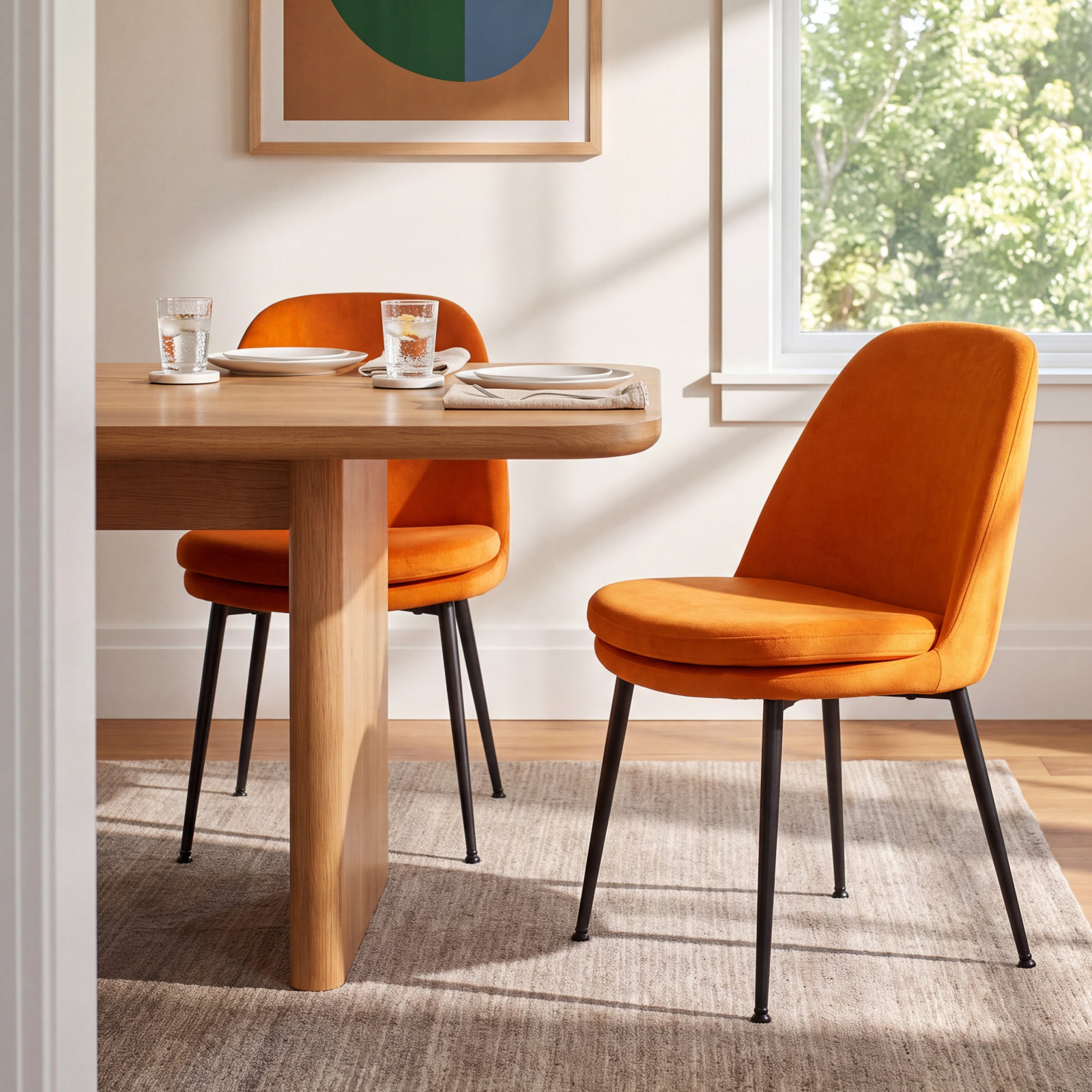 Wallace Velvet Dining Chair, Cognac
