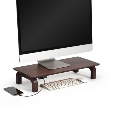 Brynsley Wood Monitor Stand With USB Port
