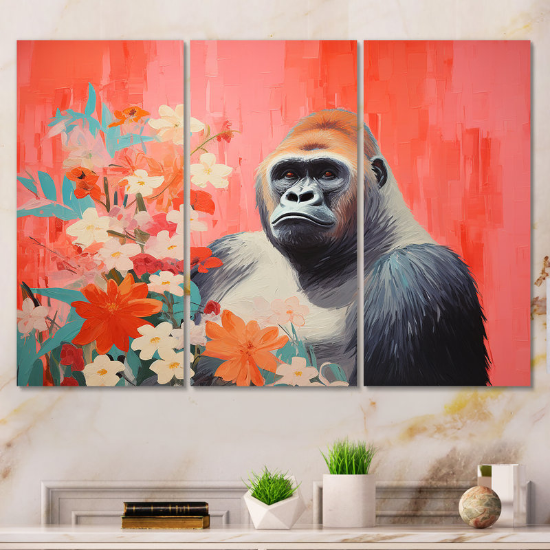 «Vibrant Gorilla Blooms - Gorilla», art mural, H 32 po x l 48 po