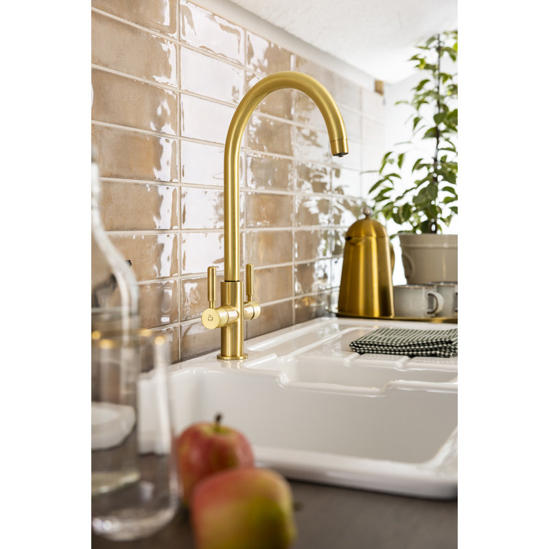 Abode Hemista Slimline 3-in-1 Hot Water Tap, Brushed Brass