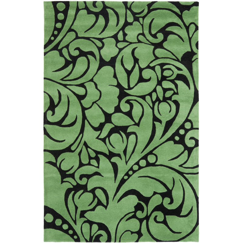 Twila Hand Tufted Wool And Viscose Floral Rug, Rectangle 3'6" x 5'6"
