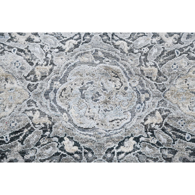 Oriental Area Rug in Blue/Gray/Ivory, Rectangle 9' x 12'