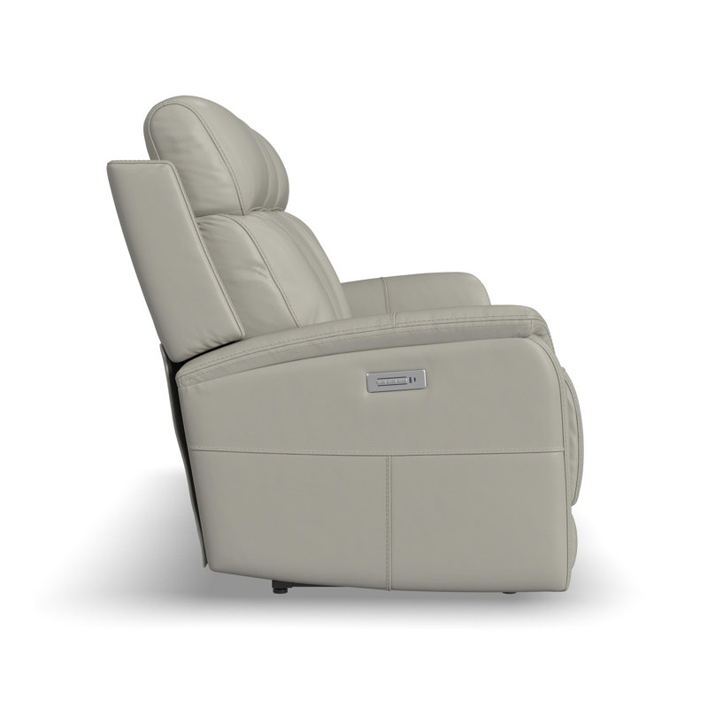 Panorama Reclining Sofa With Console, Power Headrests & Lumbar, Dove Gray
