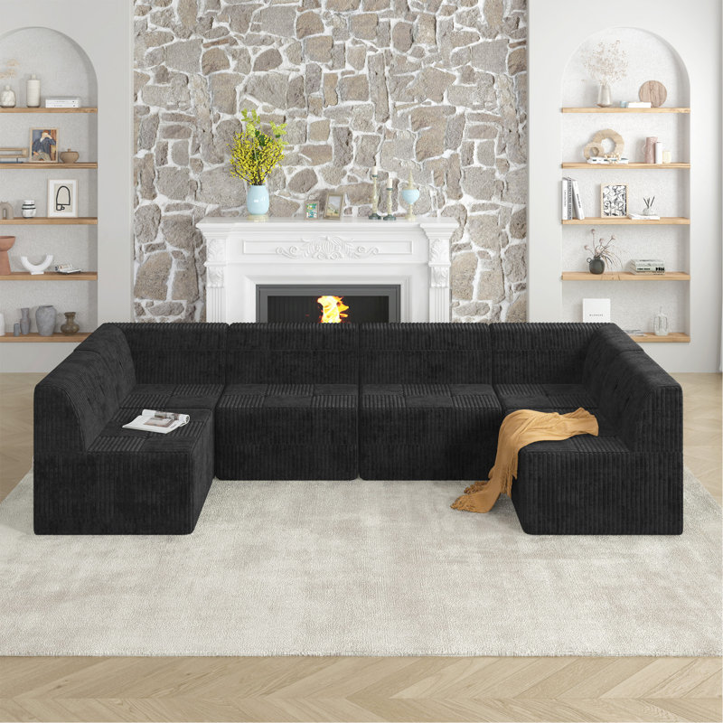 Canapé modulaire en U, Polyester noir
