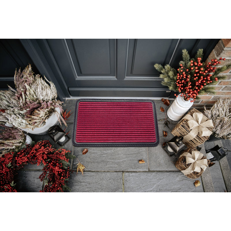 Mix Mats Ornament Borders Kitchen Mat, Red