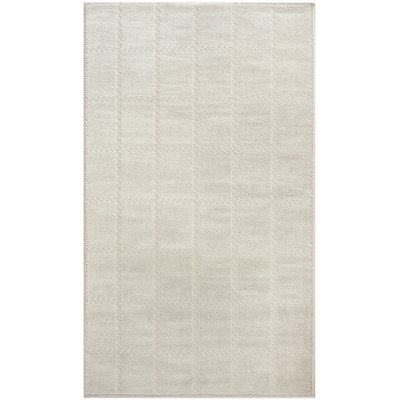 Tapis géométrique en polyester / ivoire tissé à la machine Avishek