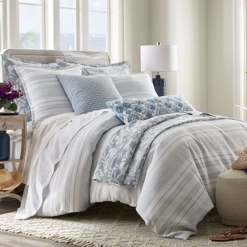 Saltwater Pillow White and Pale Blue, Rectangle 20"H x 26"W