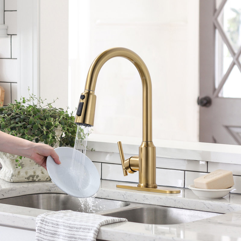 Pull Down Kitchen Faucet, Gold