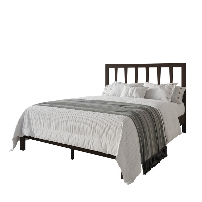 Lit plateforme en bois massif Morsly, Grand, Cappuccino