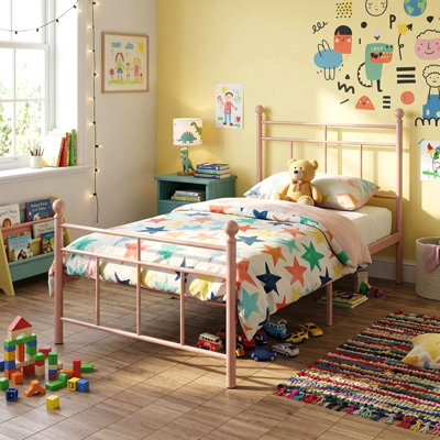 Plate-forme de lit simple en métal robuste avec lattes de soutien robustes, aucun sommier nécessaire, lit simple en métal sans bruit pour les enfants, les adolescents et les adultes