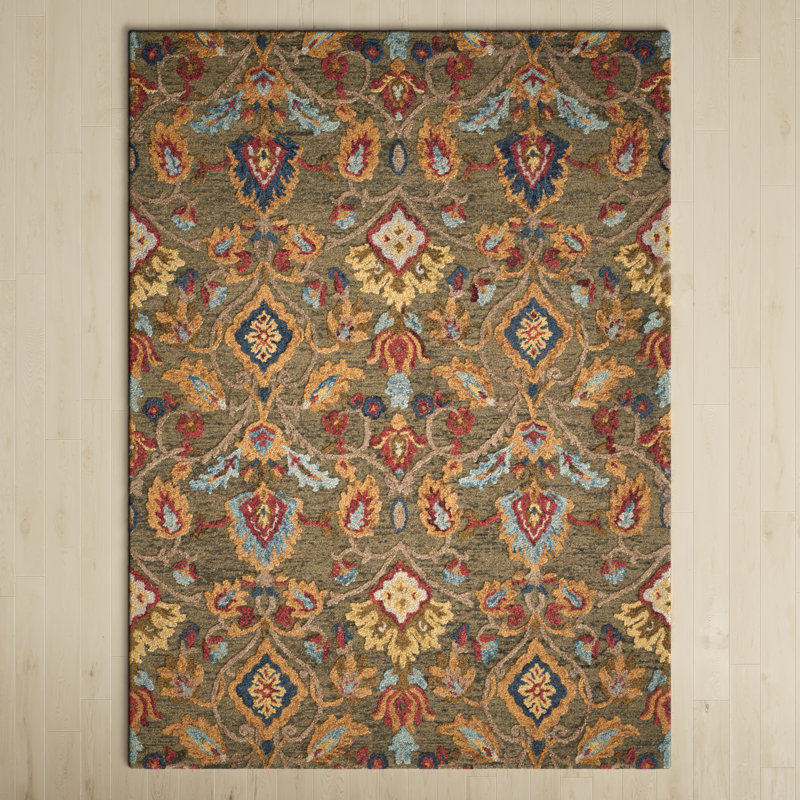 Tansy Wool Floral Indoor Rug, Rectangle 11' x 15'
