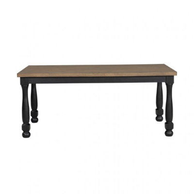 Ginie Dining Table, Farmhouse Legs, Rectangular Oak Black Wood 78 Inch