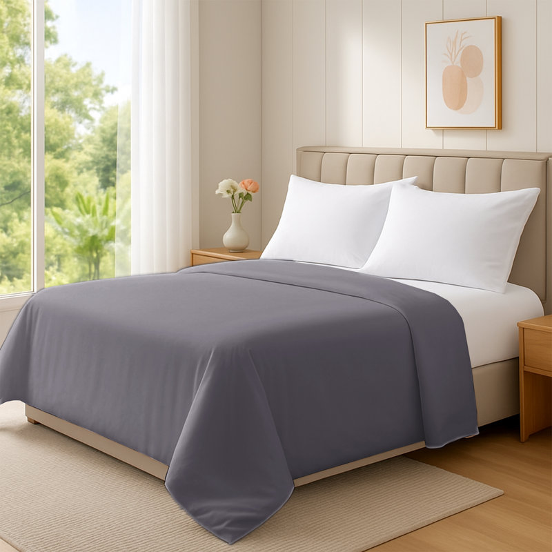 100% Cotton Standard Flat Sheet, Single (3'), Grey