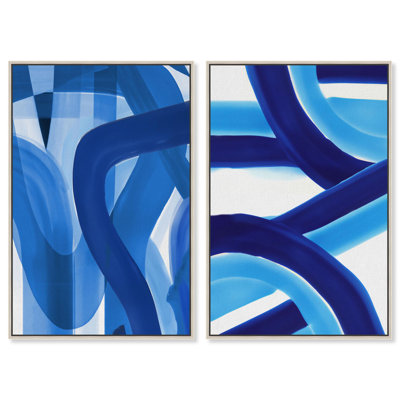 «Greek Waves Duo», reproduction d'art sur toile, art mural doré par Art Remedy, cadre noir, 10 x 15