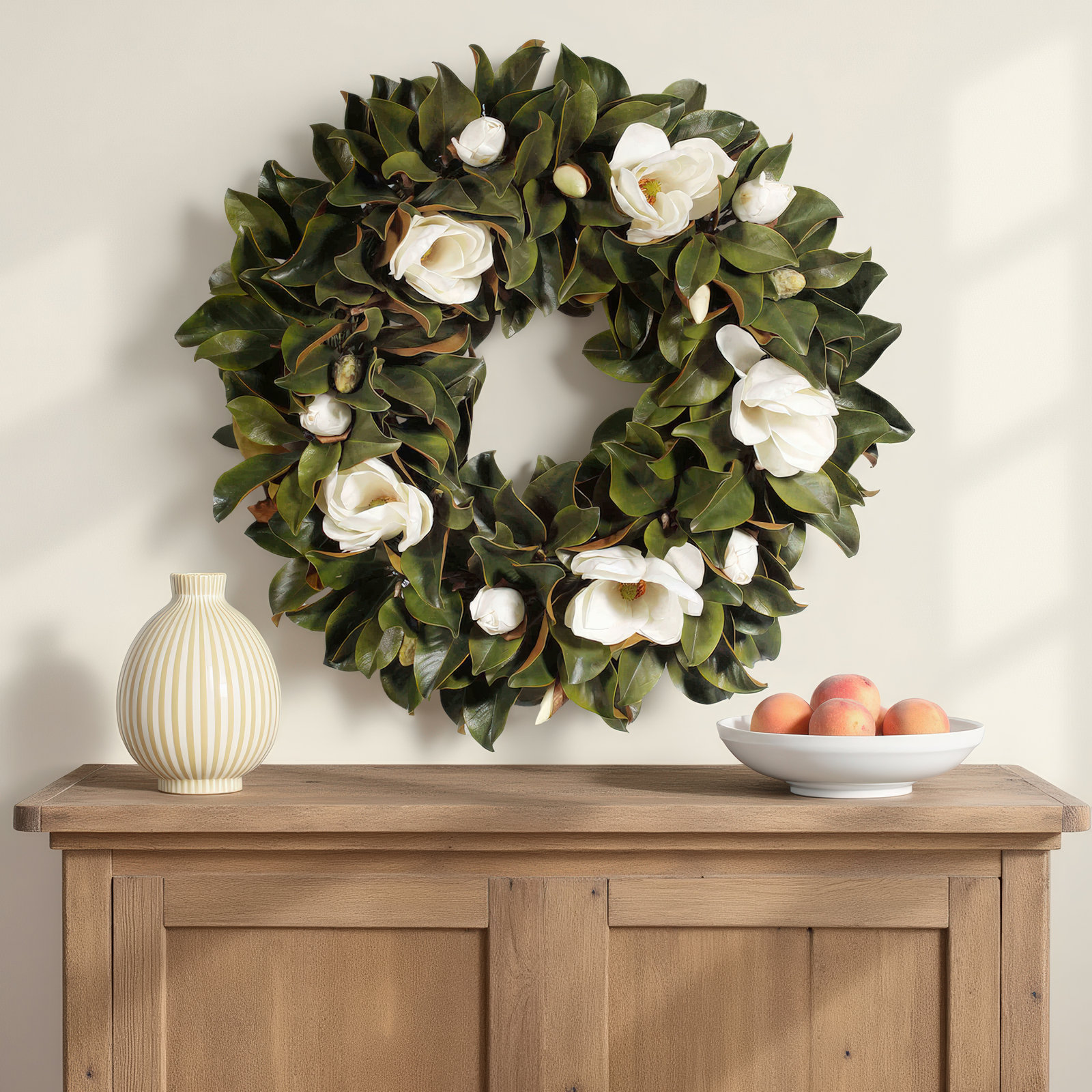 36" Magnolia Wreath, 36" W X 36" H x 6" D