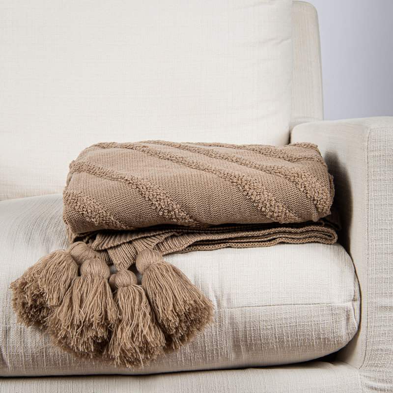 Cable Knit Throw Blanket, Taupe