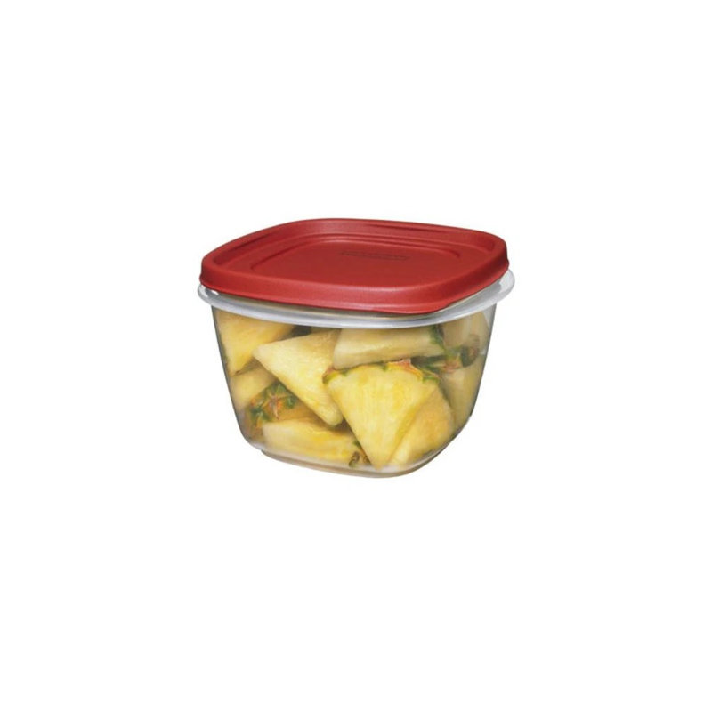Clear 7-Cup Plastic Food Storage Container with Red Lid