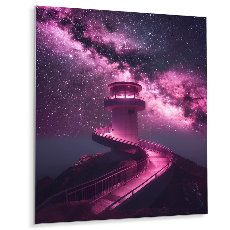 «Mauve Exploration de l'espace» Starlight IV, Métal métal, H 16 po x l 32 po x P 1 po