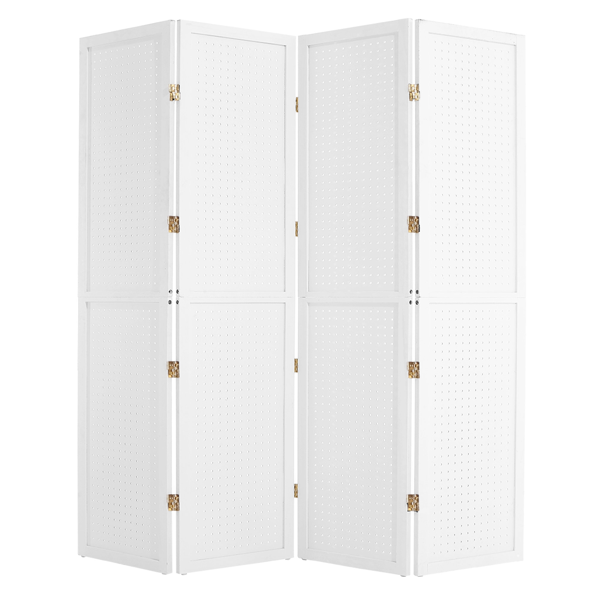Ebern Designs 4 Panel Room Divider 5 6 FT Pegboard Display Folding Wood ebern-designs-4-panel-room-divider-5-6-ft-pegboard-display-folding-wood
