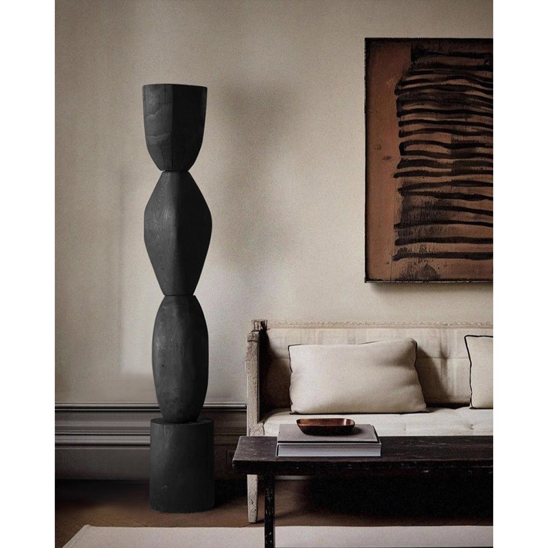 Sculpture en bois carbonisé Wabi-Sabi