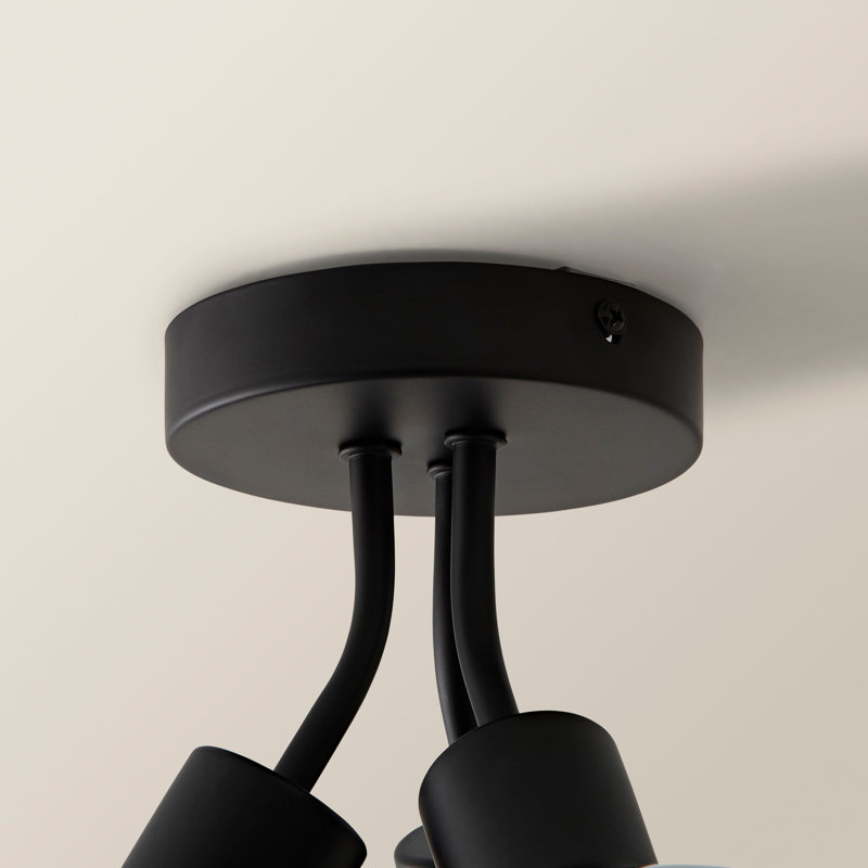 Dejuane Glass Semi Flush Mount, Grey, Matte Black