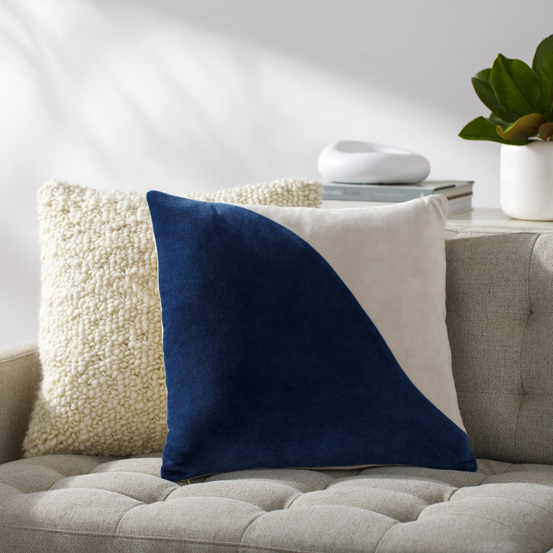 Denny Cotton Throw Pillow, 18"H x 18"W, Navy Blue, Polyester/Polyfill