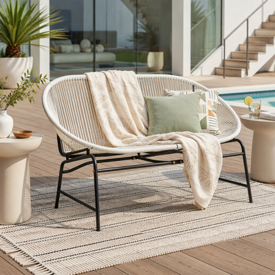 OUTDOOR PATIO WICKER LOVE SEAT