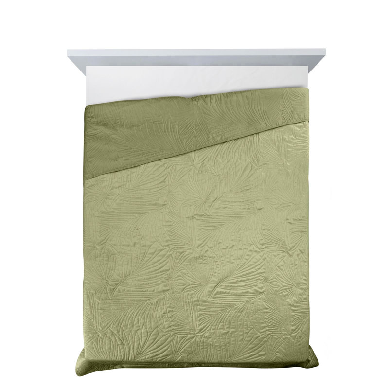 Preble Polyester No Pattern Bedspread, W170 x L210cm, Light Green