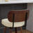 Swivel Bar Stools Set of 2, 26" Upholstered Faux Leather Counter Height Barstools with Walnut Back & Bentwood Legs, Mid Century Modern Bar Chairs Island Stools for Kitchen Counter, Beige PU-55703480