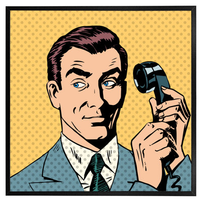 Cullomburg Male Businessman Talking On The Phone Style Pop Art Retro - Single Picture Frame Print