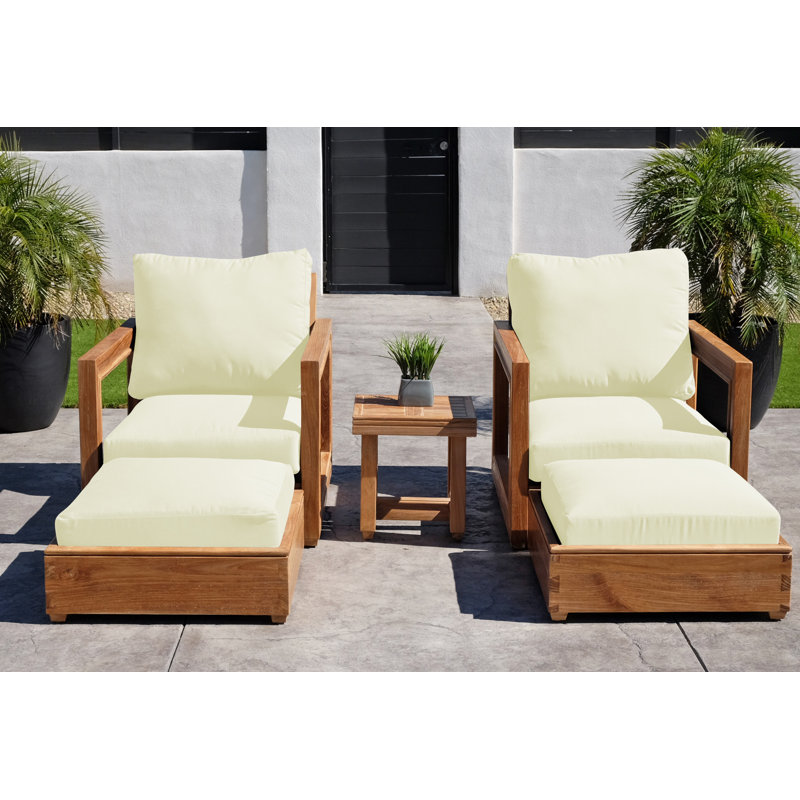 Ensemble de conversation en teck avec coussins Sunbrella 5 pièces Crelake, Sunbrella® naturel
