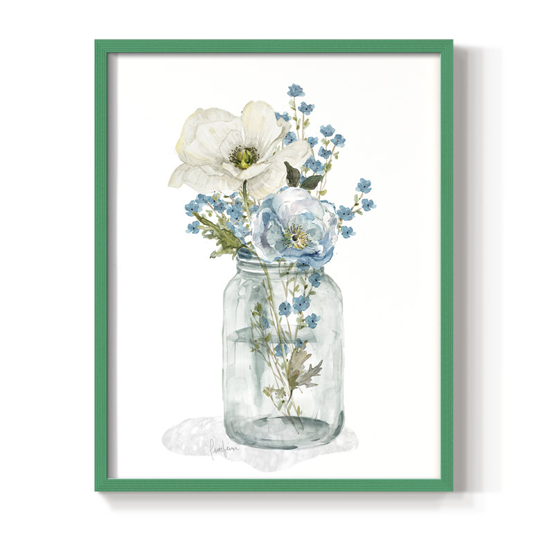 Mason Jar Blues I, reproduction encadrée - bois massif, H 30 po x l 24 po, Vert