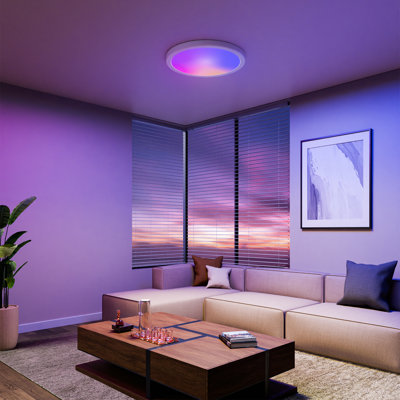 11 in. Smart RGBCW Selectable LED Flush Mount Slim Panel Light WiFi Smart Ceiling Light