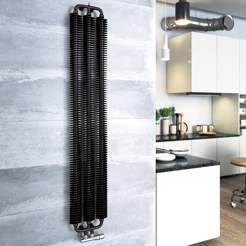 Ribbon V, 1720h x 290w(mm), Vertical Designer Radiator, Black