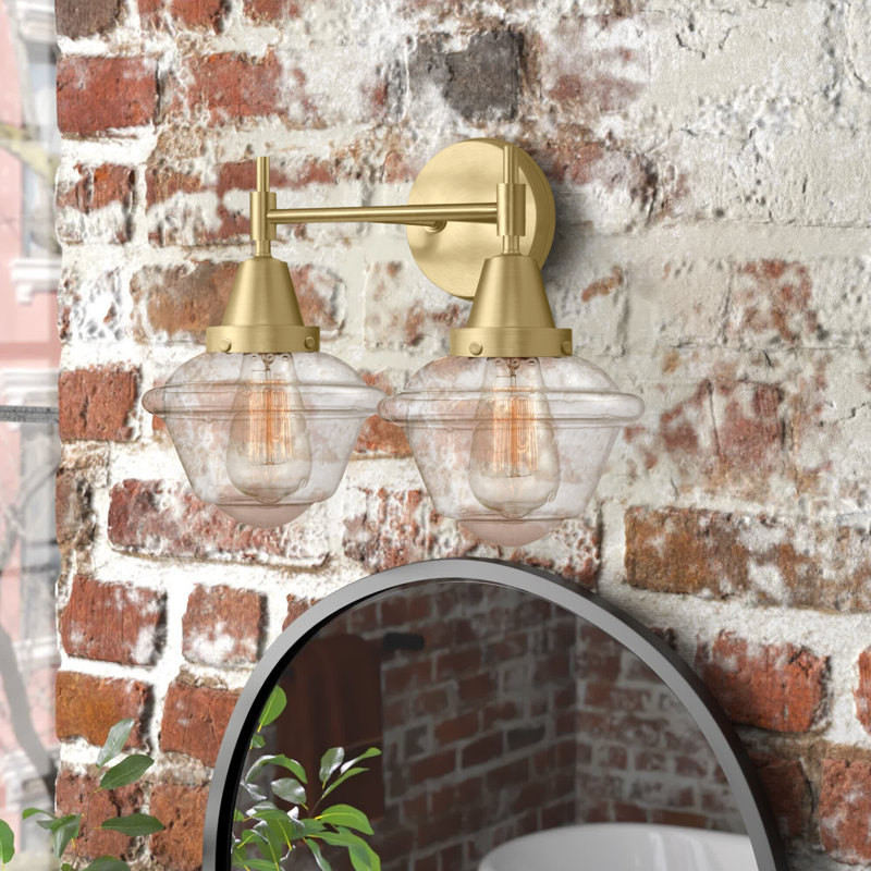Éclairage pour meuble-lavabo à 2 lumières à intensité variable Gayle, Ampoule incandescente rétro de 60 watts, Grainé