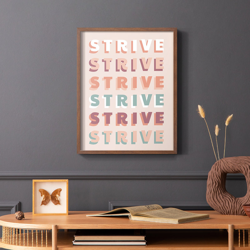 Strive Framed Print - Solid Wood, 20" H x 16" W, Brown