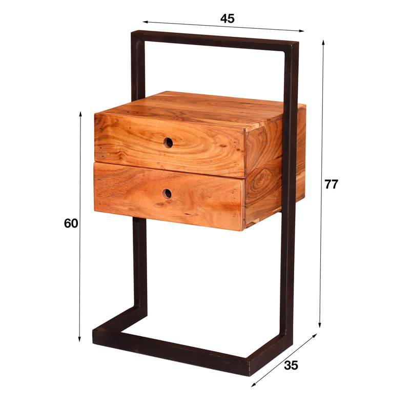 45cm W Steel Bedside Table
