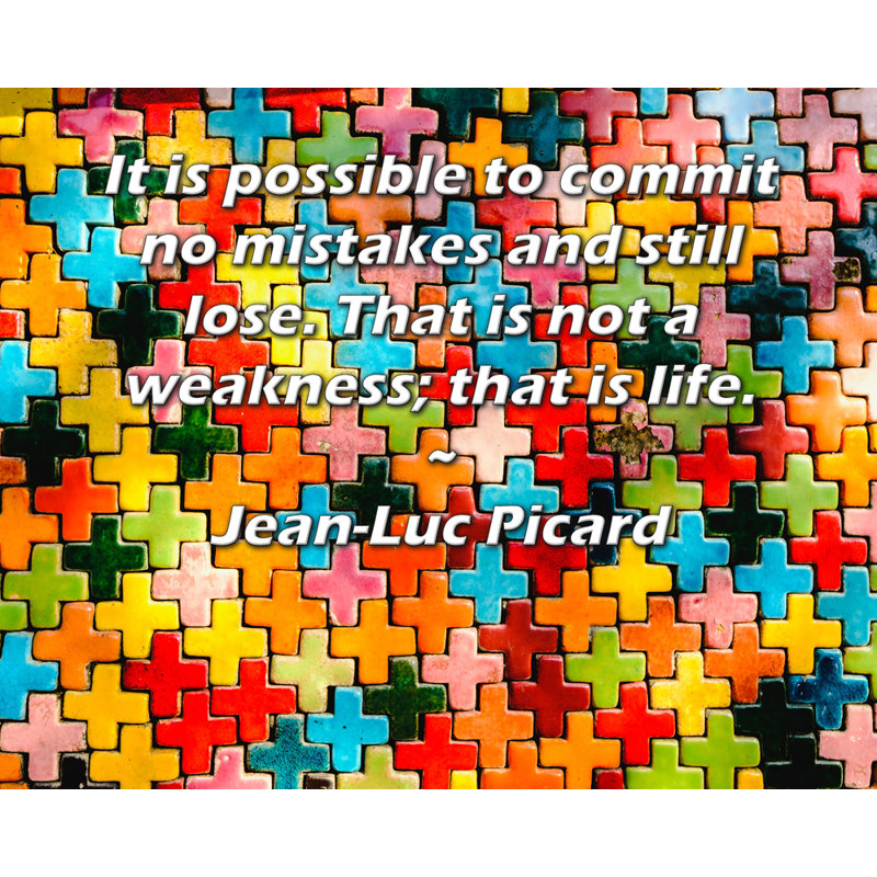 Toile tendue avec la galerie ArtsyQuotes par Jean-Luc Picard: «Il est possible de ne pas commettre d'erreurs et de perdre encore. Ce n'est pas un point faible, c'est la vie.