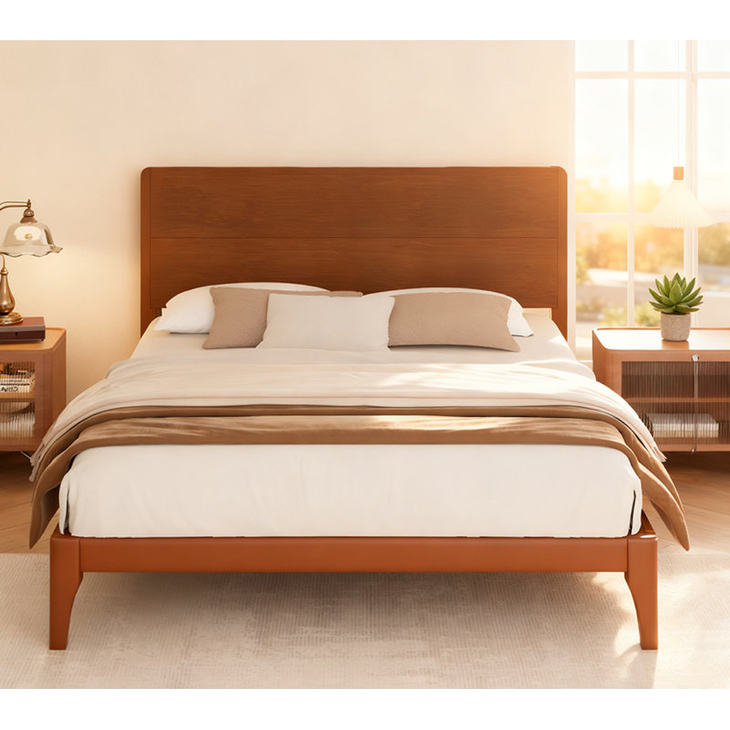Solid Wood Standard Bed, Brown, Queen