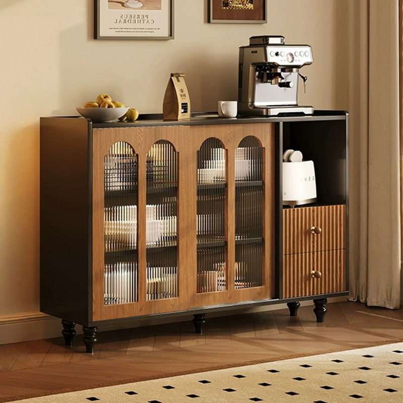 Buffet en noyer massif et bois manufacturé, H 39,37 po x l 56,3 po x P 15,75 po