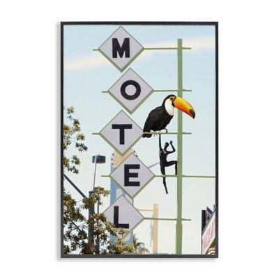 Toucan on Motel Sign Framed Giclee, design by Ashley Singleton