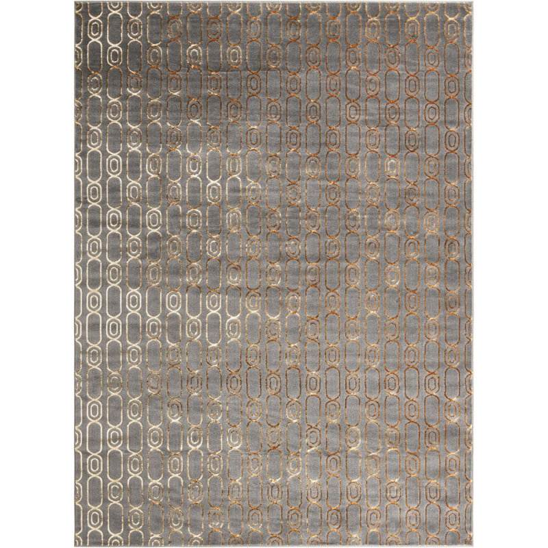Tapis contemporain gris et gris Vincente, Rectangle 7 pi 10 po x 10 pi